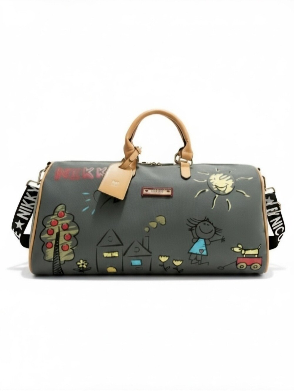 Nikky by Nicole Lee Canvas Duffle Bag Cartoon Graffiti Print Travel Weekender